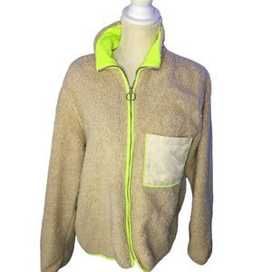 Faux Shearling Jacket Neon Beige Jacket Women’s H&M Large